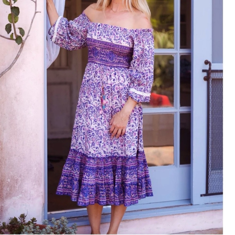 Bell by Alicia Bell Millie Boho Off The Shoulder Midi Dress NWT size extra large